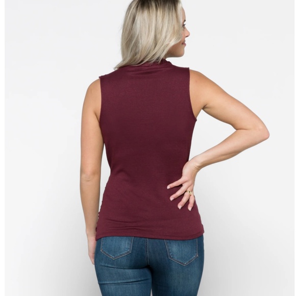 41 Hawthorn Women’s Benni Wrap Front Ruched Knit Top - Burgundy - Size Medium - Picture 2 of 11